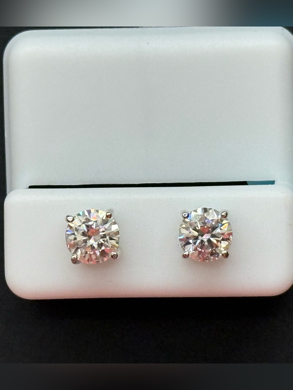 Moissanite 2.4 CTW Round Stud Earrings in Sterling Silver- screw back